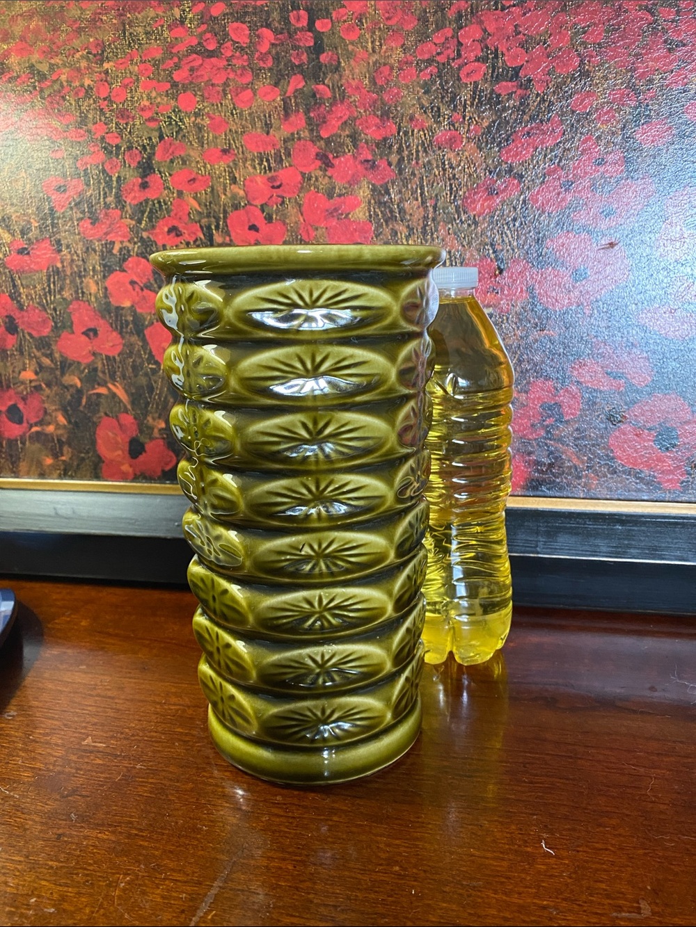 Vintage 1960’s McCoy Pottery Floraline Atomic Starburst Green Ceramic Vase